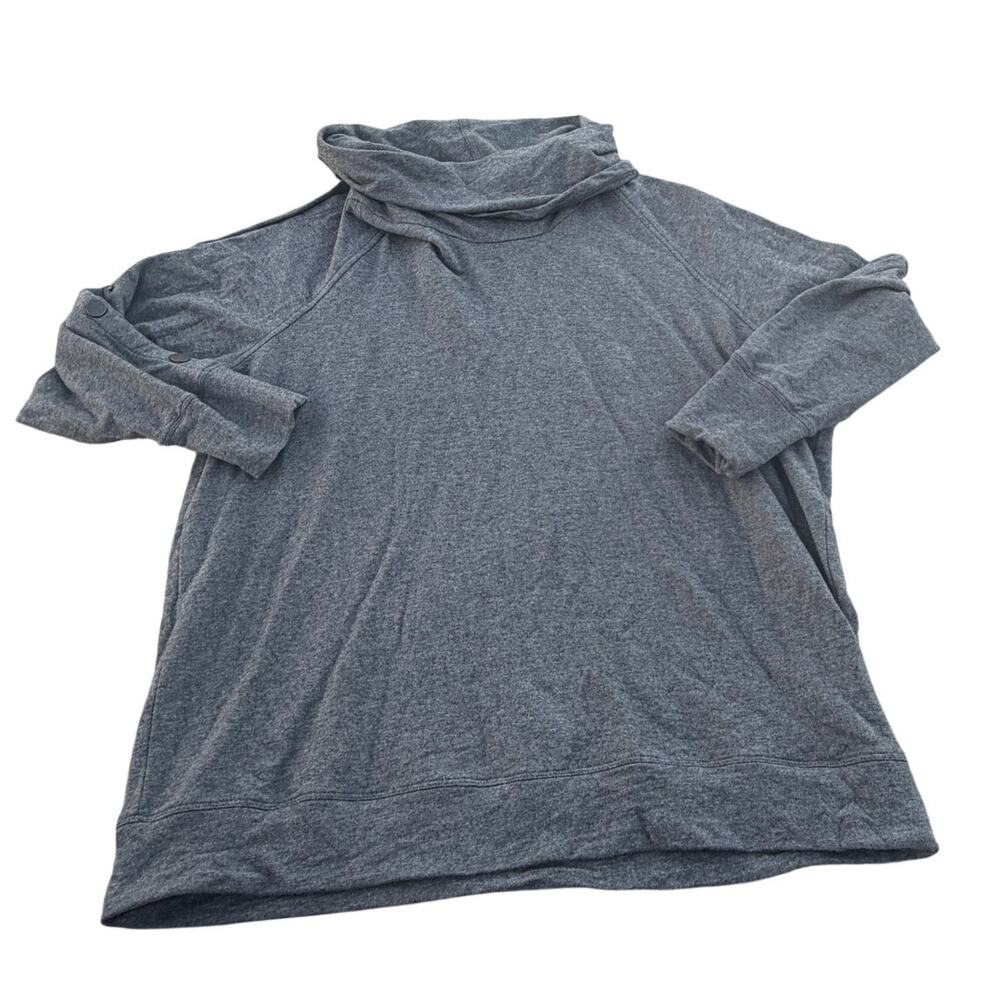 CAbi Funnel Neck Snap Sleeve Pullover- Gray - Size Medium